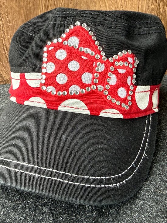Disney Accessories - Disney Parks Minnie Mouse Bling Bow Hat Black Red Cap